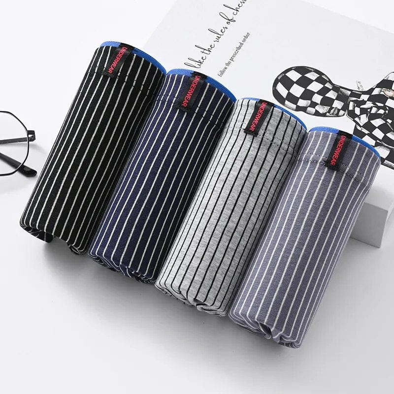 4-pack White Stripe Cotton Boxer Underwear INVI-Expressionwear