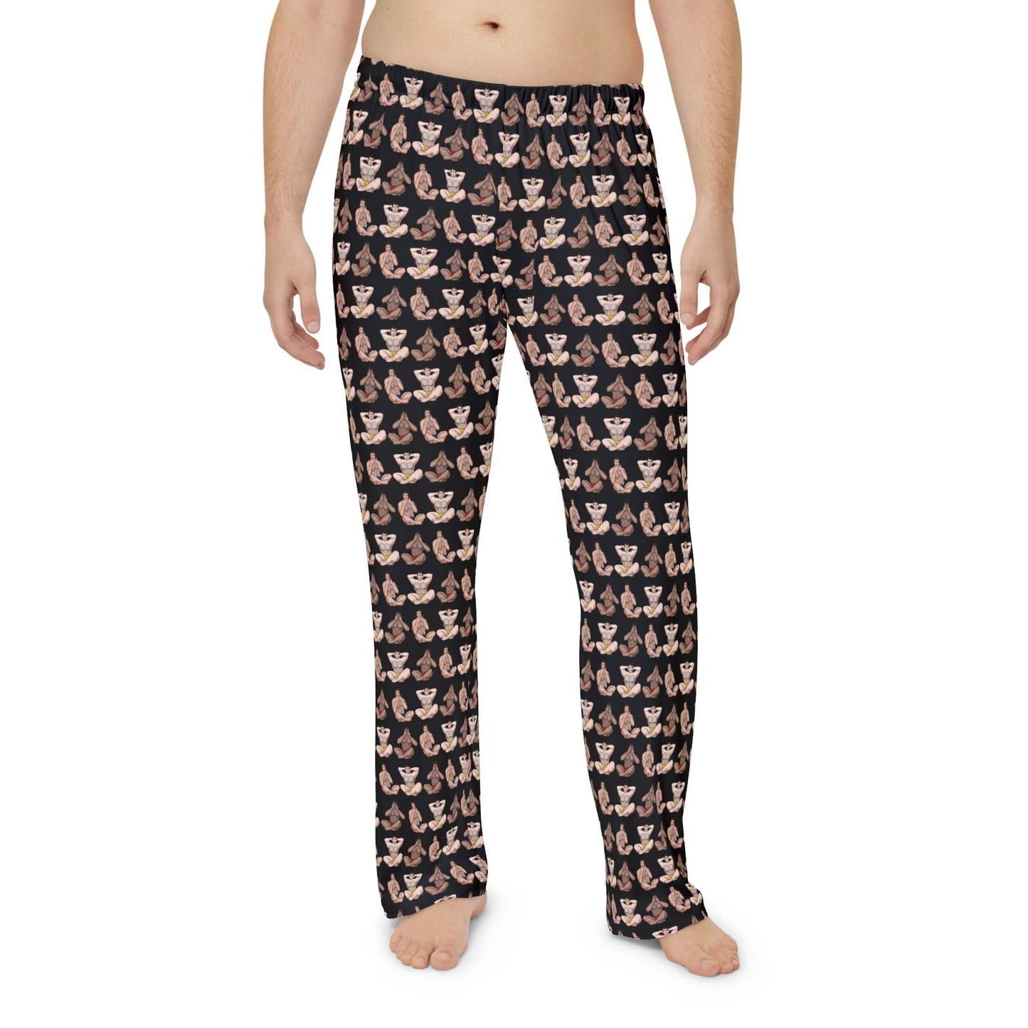 All Over Prints Hear No, See No, Speak No EVIL Men's Pajama Pant Bottoms - Black INVI-Expressionwear