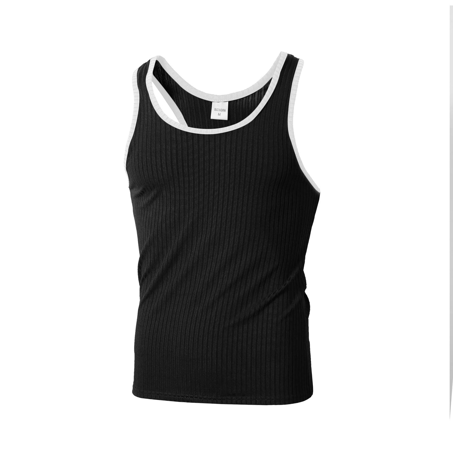 Black with White Trim / S (36-38") Ribbed Two-Tone Tank Top INVI-Expressionwear Ribbed Two-Tone Tank Top