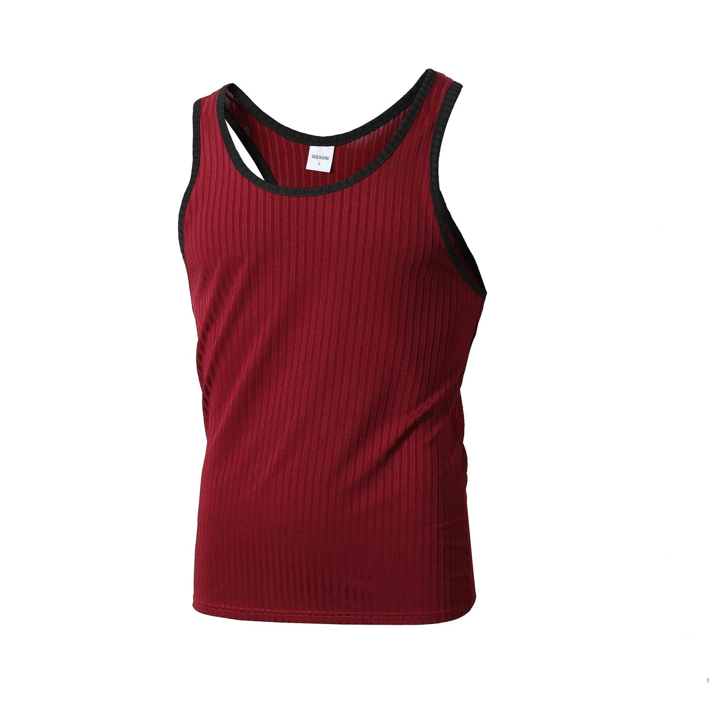 Burgundy with Black Trim / XL (42-44") Ribbed Two-Tone Tank Top INVI-Expressionwear Ribbed Two-Tone Tank Top