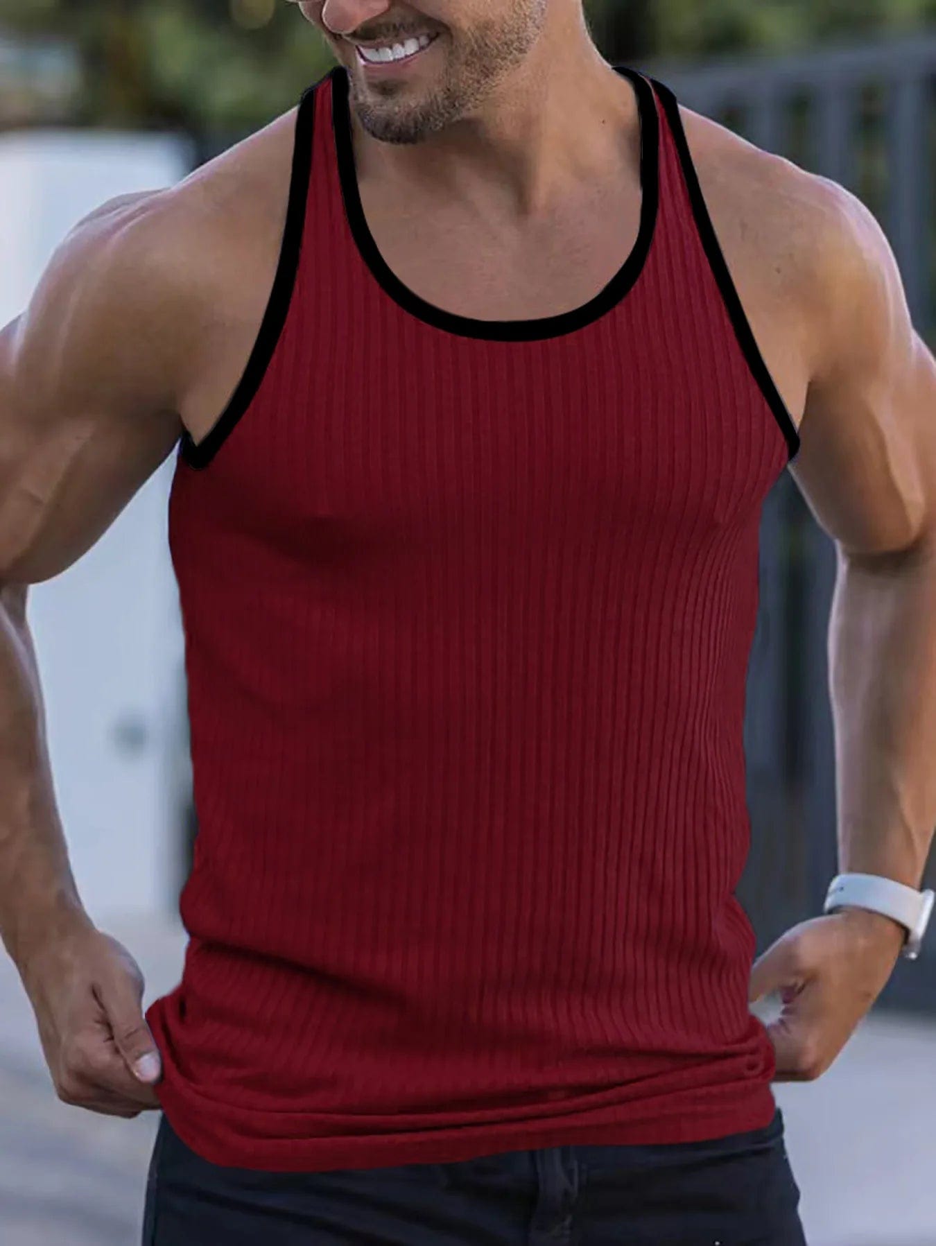 Ribbed Two-Tone Tank Top INVI-Expressionwear Ribbed Two-Tone Tank Top