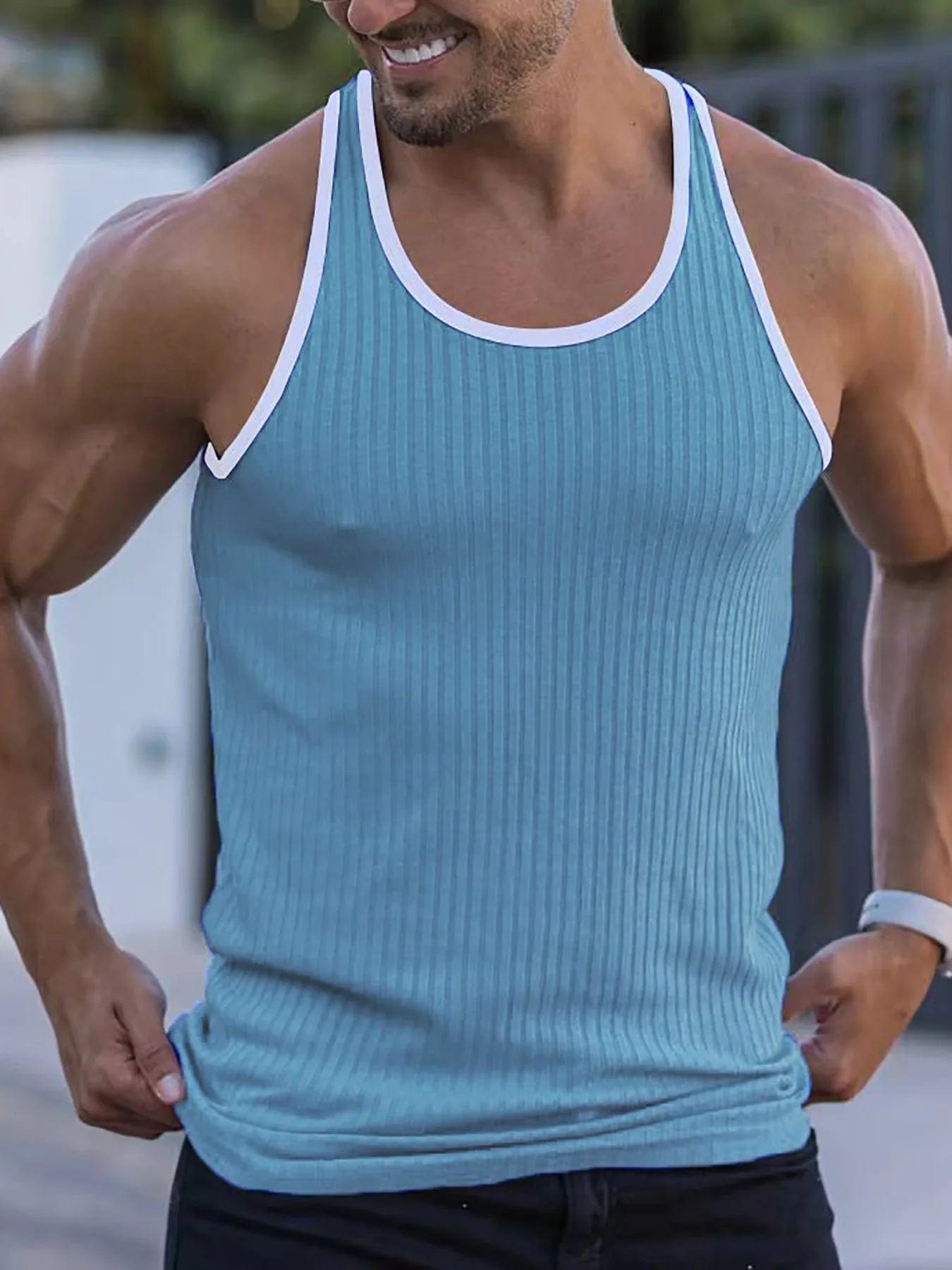 Ribbed Two-Tone Tank Top INVI-Expressionwear Ribbed Two-Tone Tank Top
