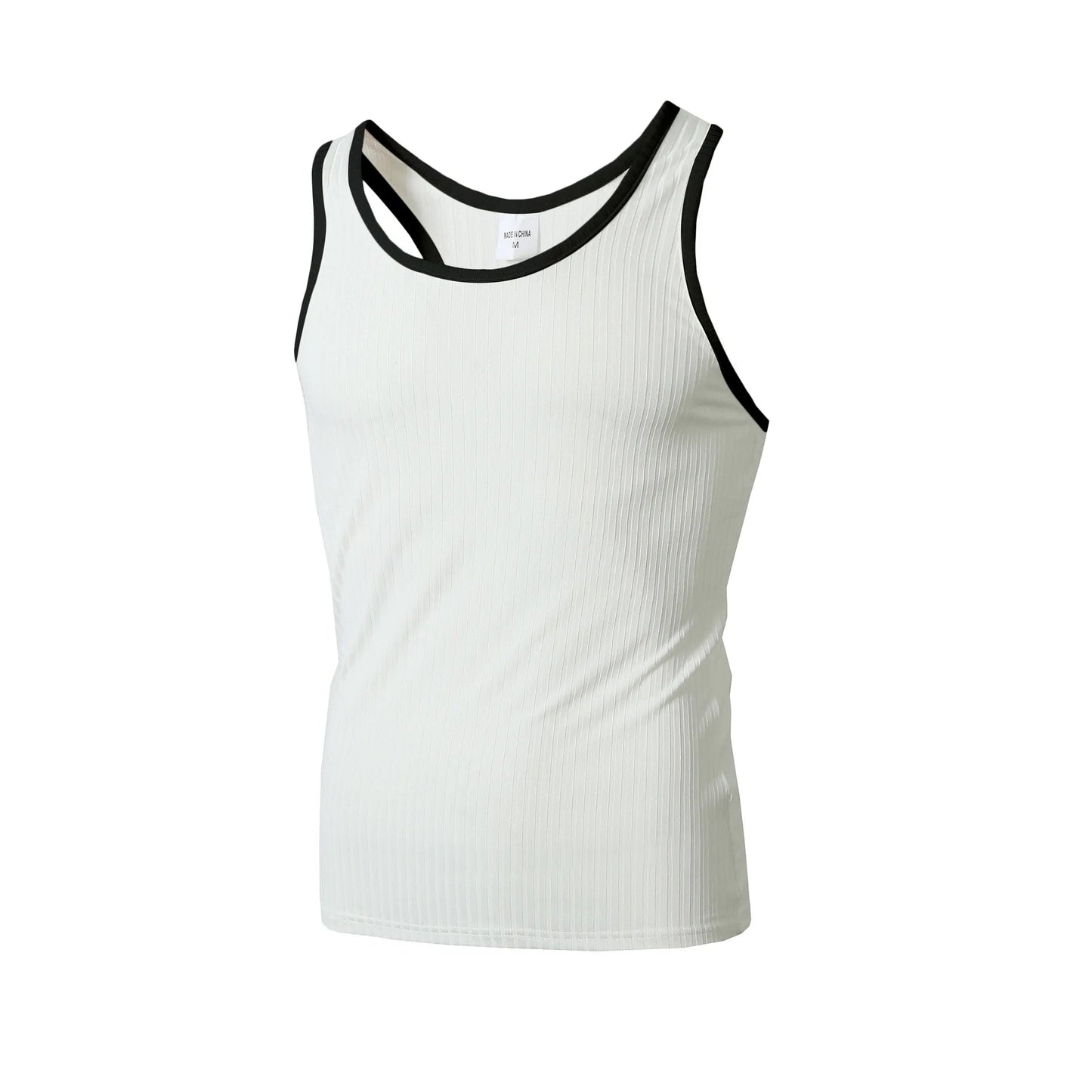 White with Black Trim / XXXL (46-48") Ribbed Two-Tone Tank Top INVI-Expressionwear Ribbed Two-Tone Tank Top