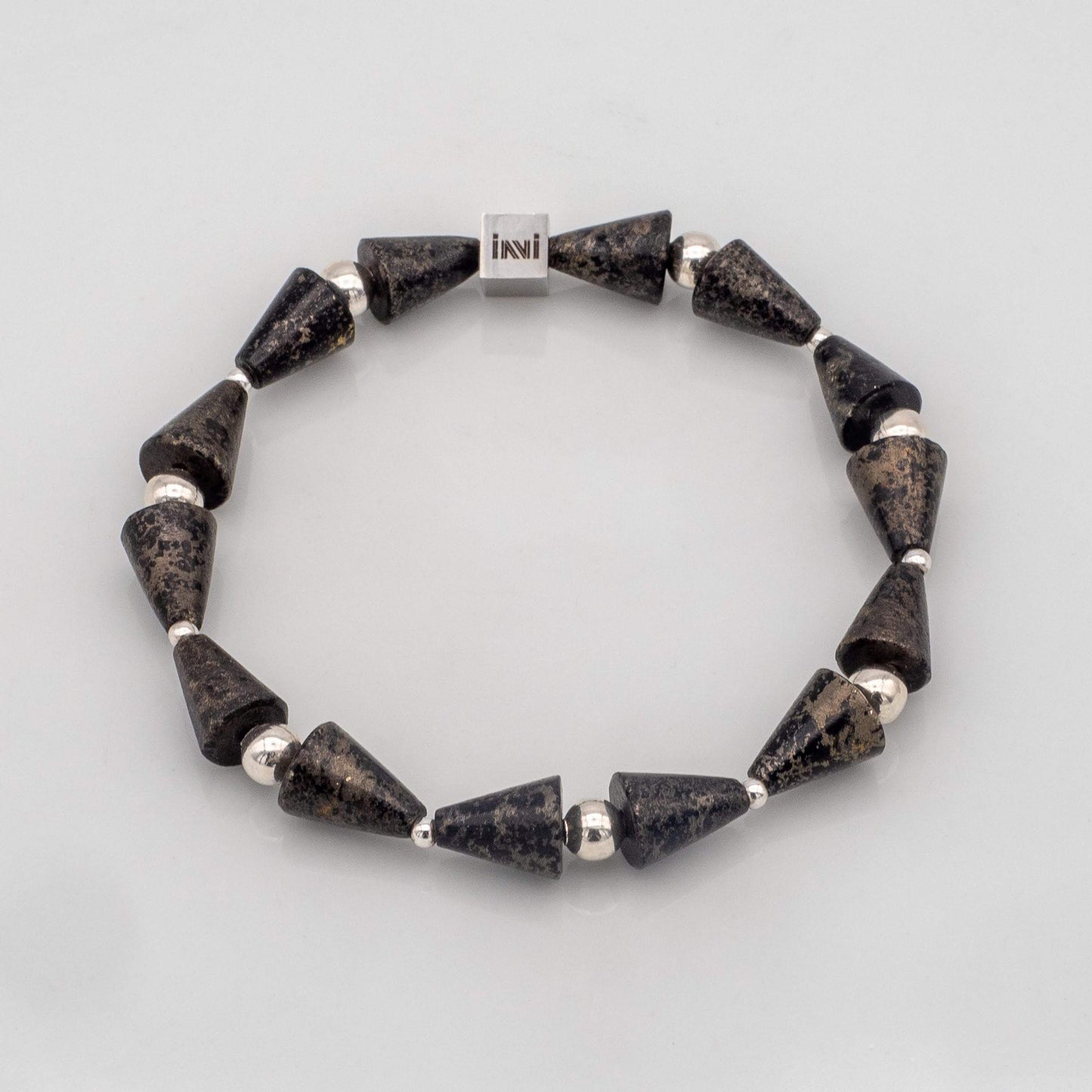 7" - use of 4mm diameter Sterling Silver Beads Pyrite Cone Bracelet INVI-Expressionwear