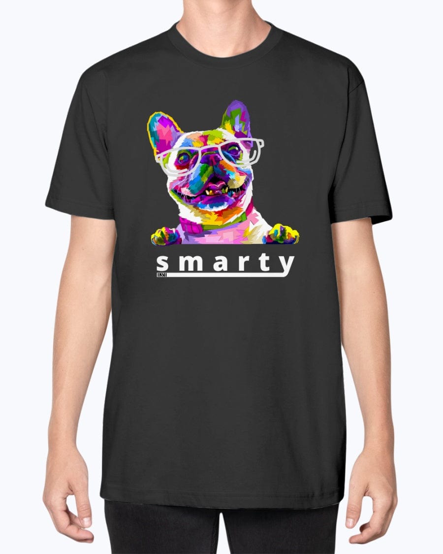 Apparel Black / Black / XS Smarty Frenchie Rainbow Dog T-shirt INVI-Expressionwear