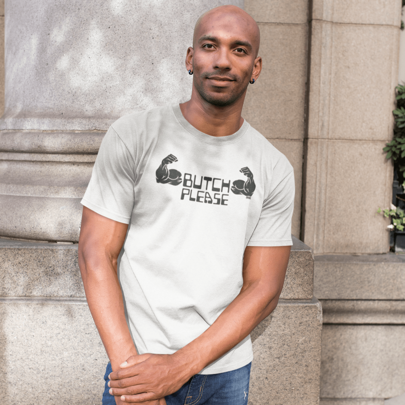 Apparel Butch Please T-Shirt - black print / White / XS Butch Please T-shirt INVI-Expressionwear