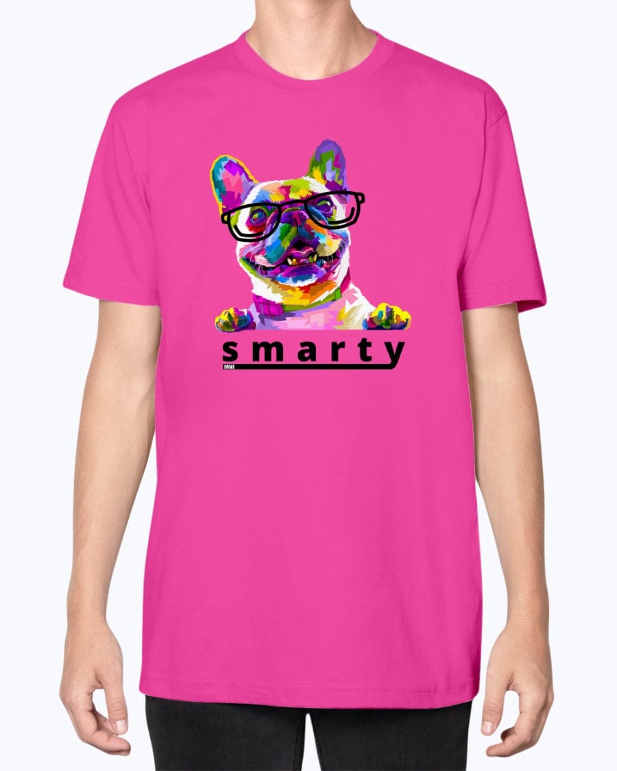 Apparel Fuschia / Fuchsia / XS Smarty Frenchie Rainbow Dog T-shirt INVI-Expressionwear