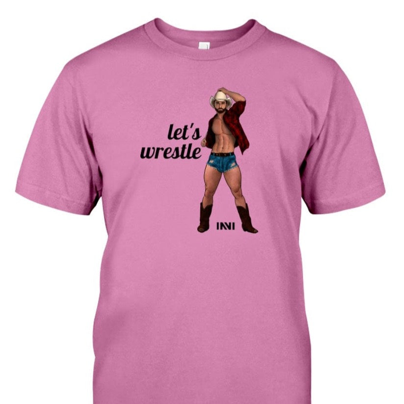 Apparel Let's Wrestle - Black Print / Azalea / XS Cowboy T-shirt INVI-Expressionwear