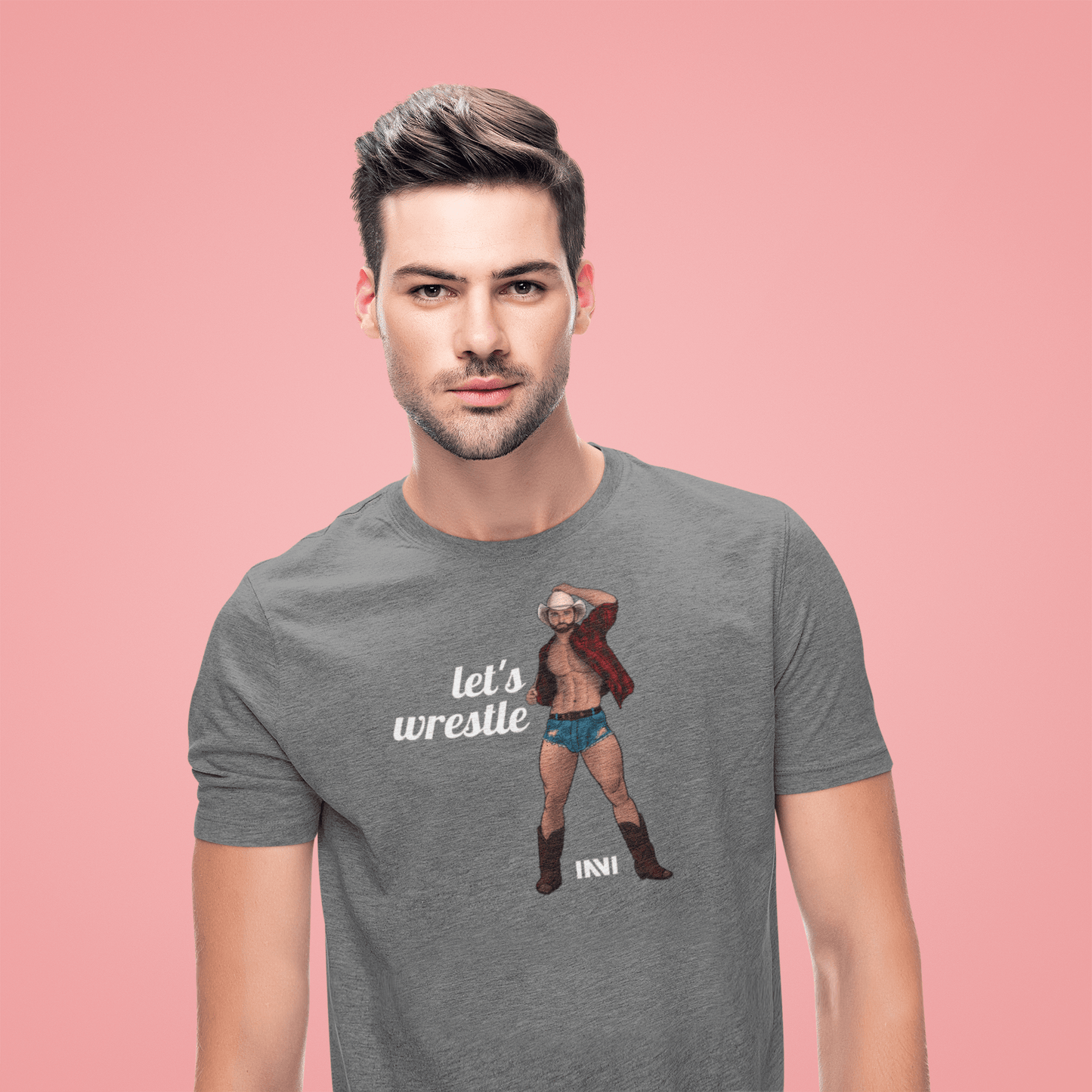 Apparel Let's Wrestle - Yellow Print / Dark Heather / XS Cowboy T-shirt INVI-Expressionwear