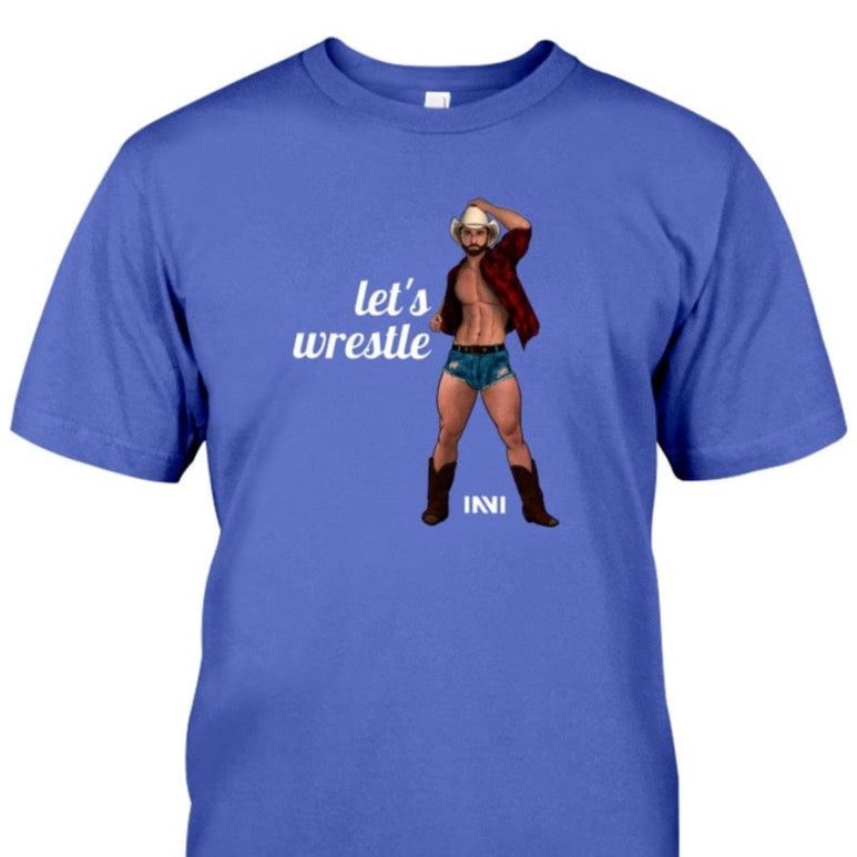 Apparel Let's Wrestle - Yellow Print / Royal / XS Cowboy T-shirt INVI-Expressionwear