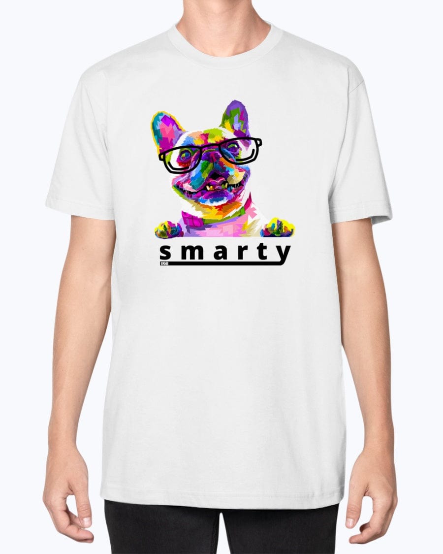 Apparel White / White / XS Smarty Frenchie Rainbow Dog T-shirt INVI-Expressionwear