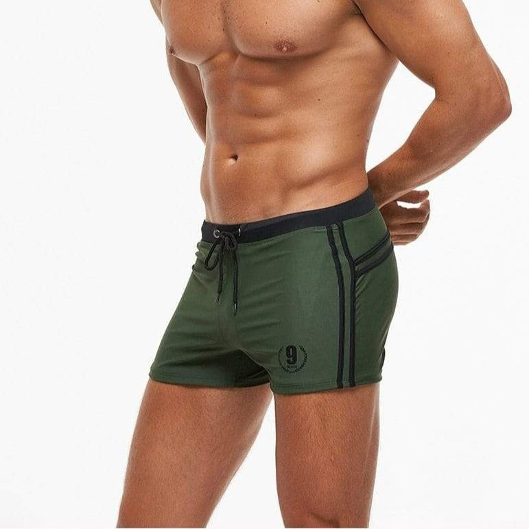 Army Green Racing Trunks Swimsuit INVI-Expressionwear