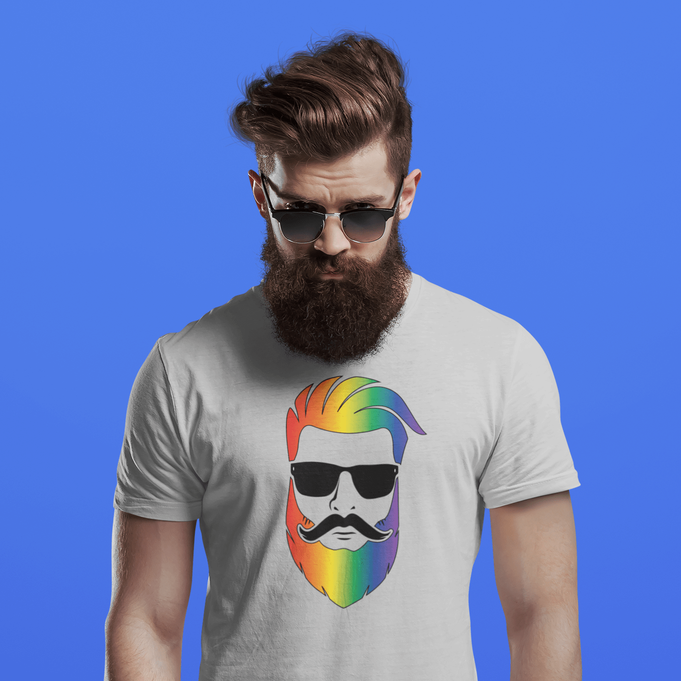 Bearded Man Sport Grey T-Shirt INVI-Expressionwear