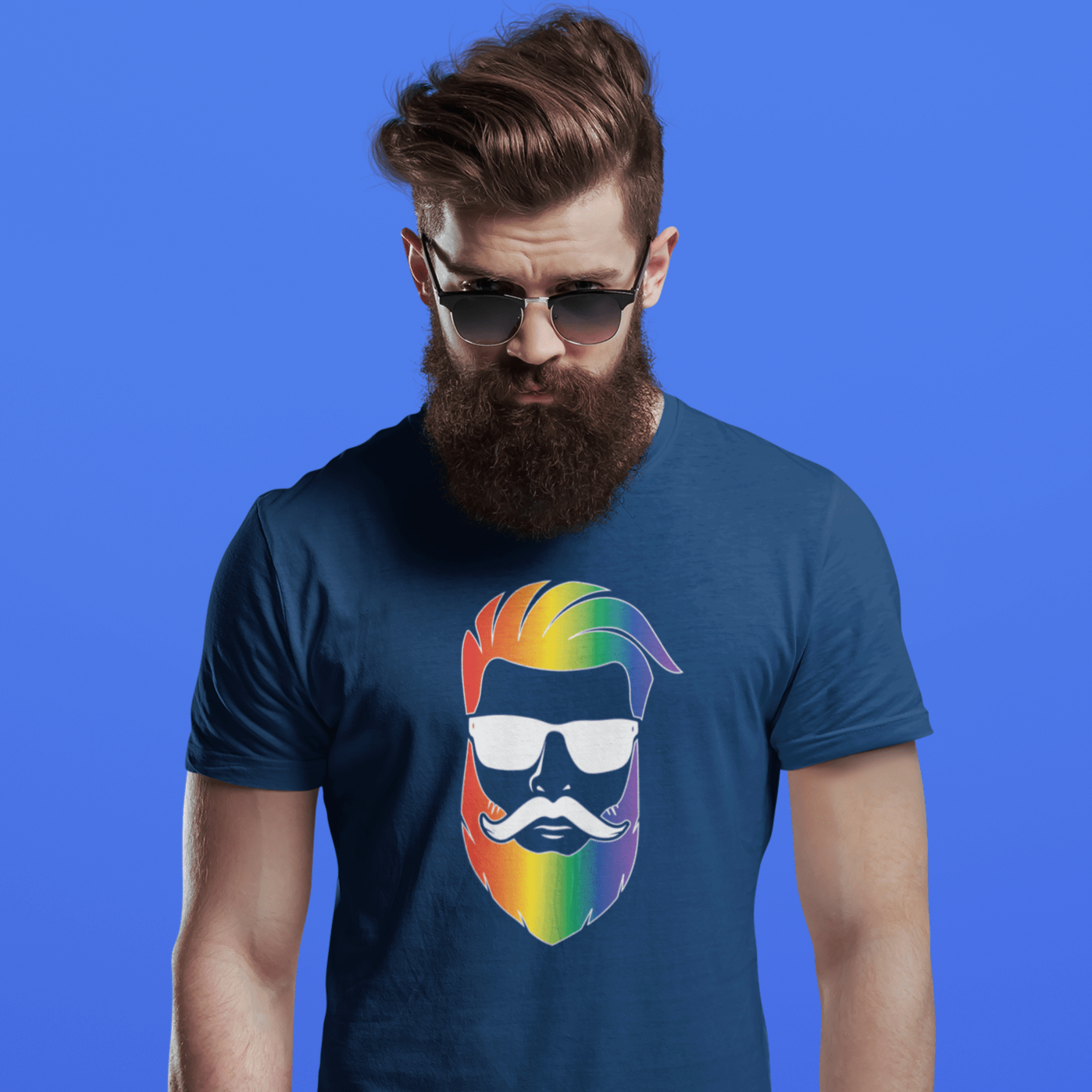 Bearded Man Navy T-Shirt INVI-Expressionwear