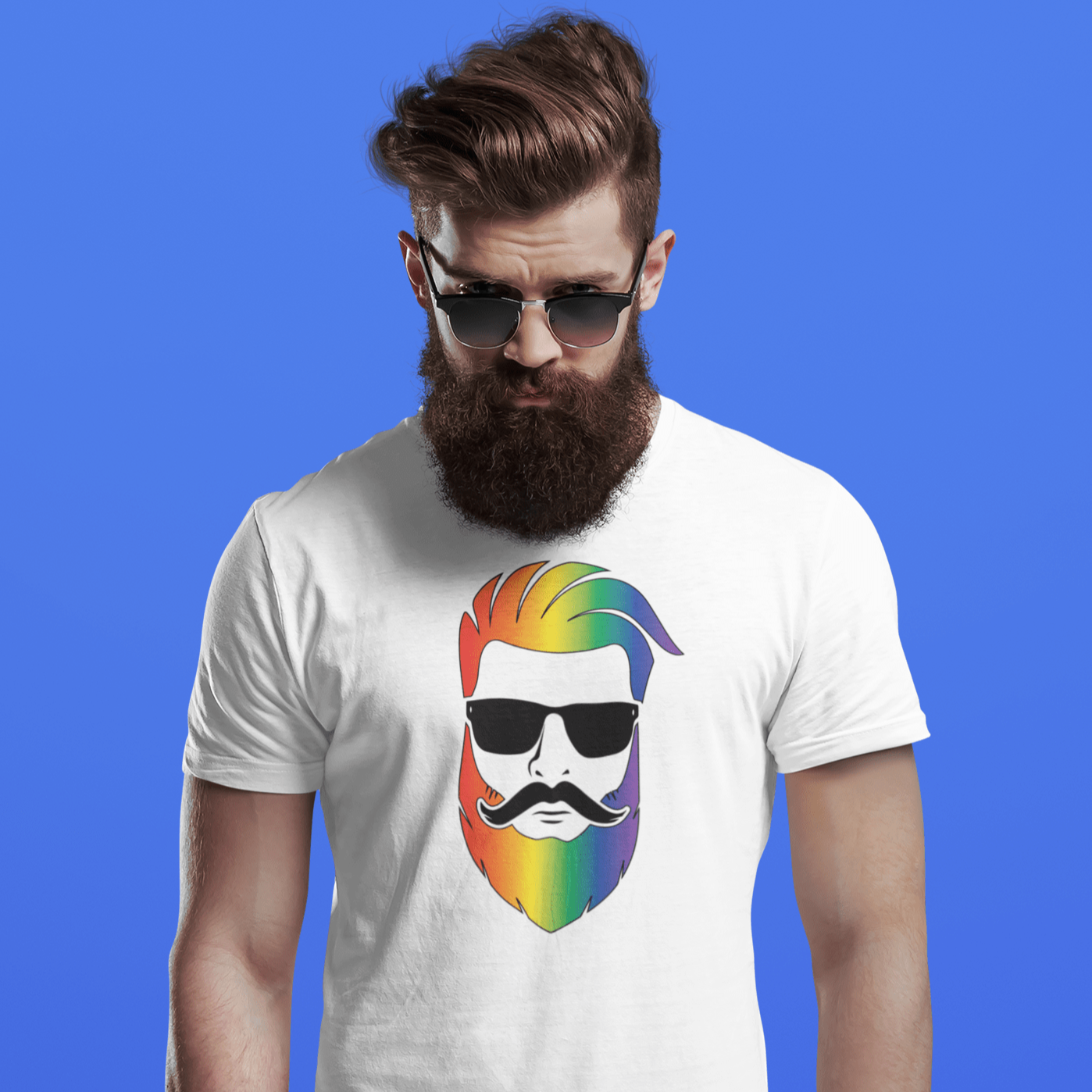 Bearded Man White T-Shirt INVI-Expressionwear