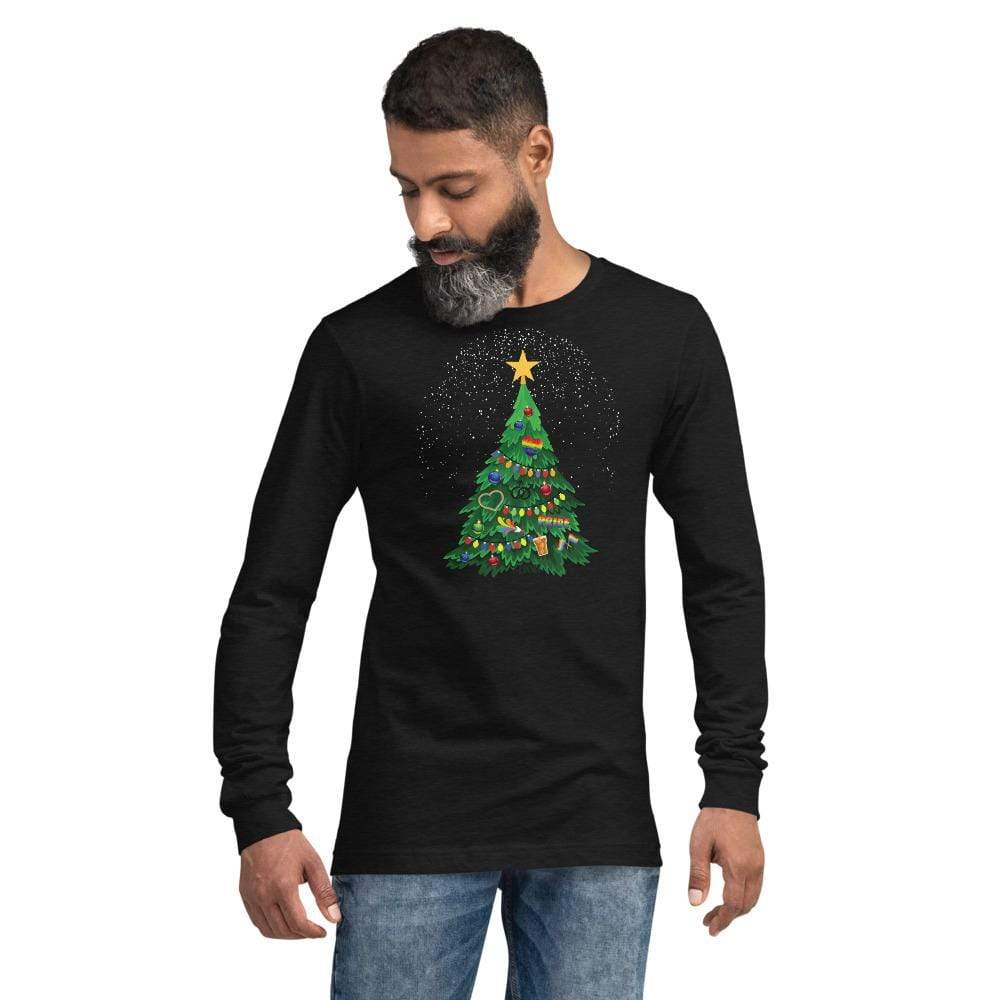 Black Heather / XS Gay Christmas Long Sleeve T-shirt INVI-Expressionwear