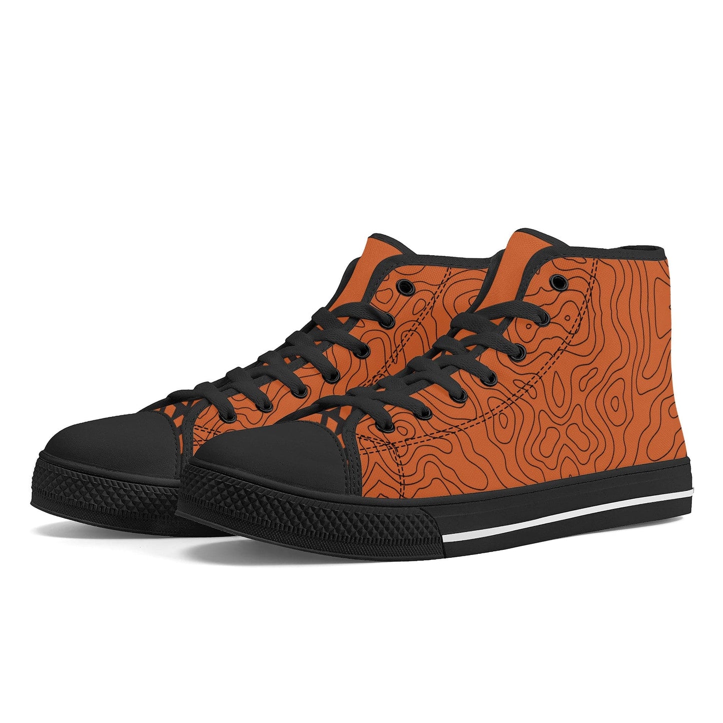 canvas shoes Copper Map High-Top Canvas Shoes - Black INVI-Expressionwear