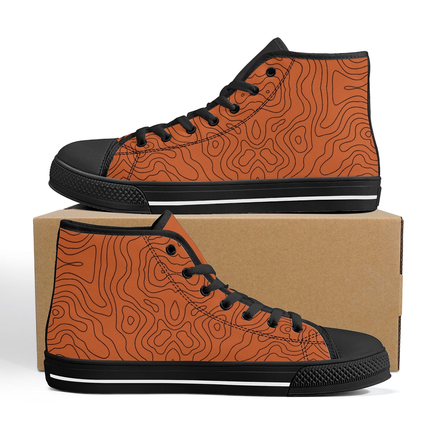 canvas shoes Copper Map High-Top Canvas Shoes - Black INVI-Expressionwear