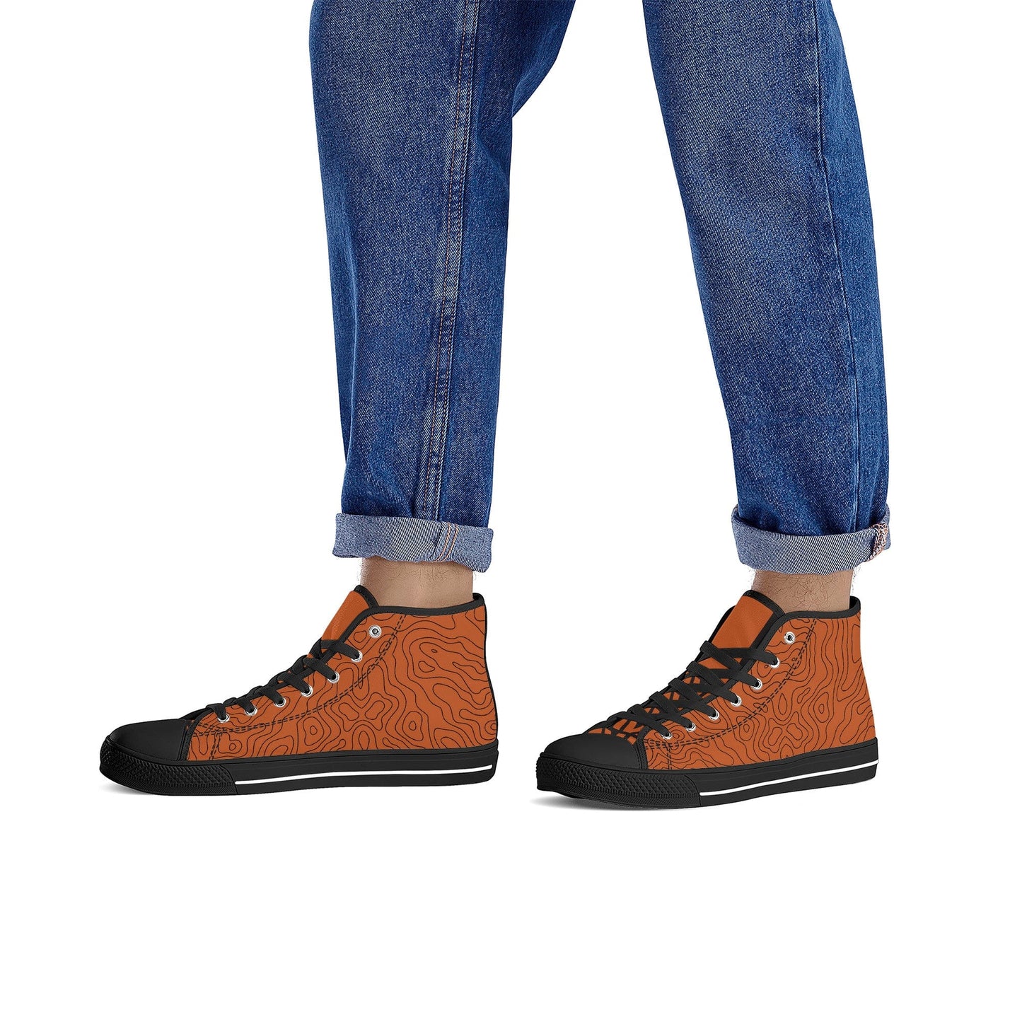 canvas shoes Copper Map High-Top Canvas Shoes - Black INVI-Expressionwear