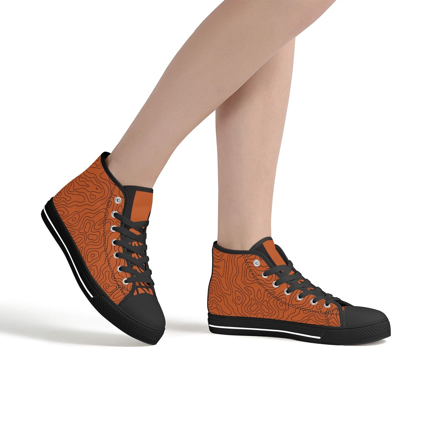 canvas shoes Copper Map High-Top Canvas Shoes - Black INVI-Expressionwear
