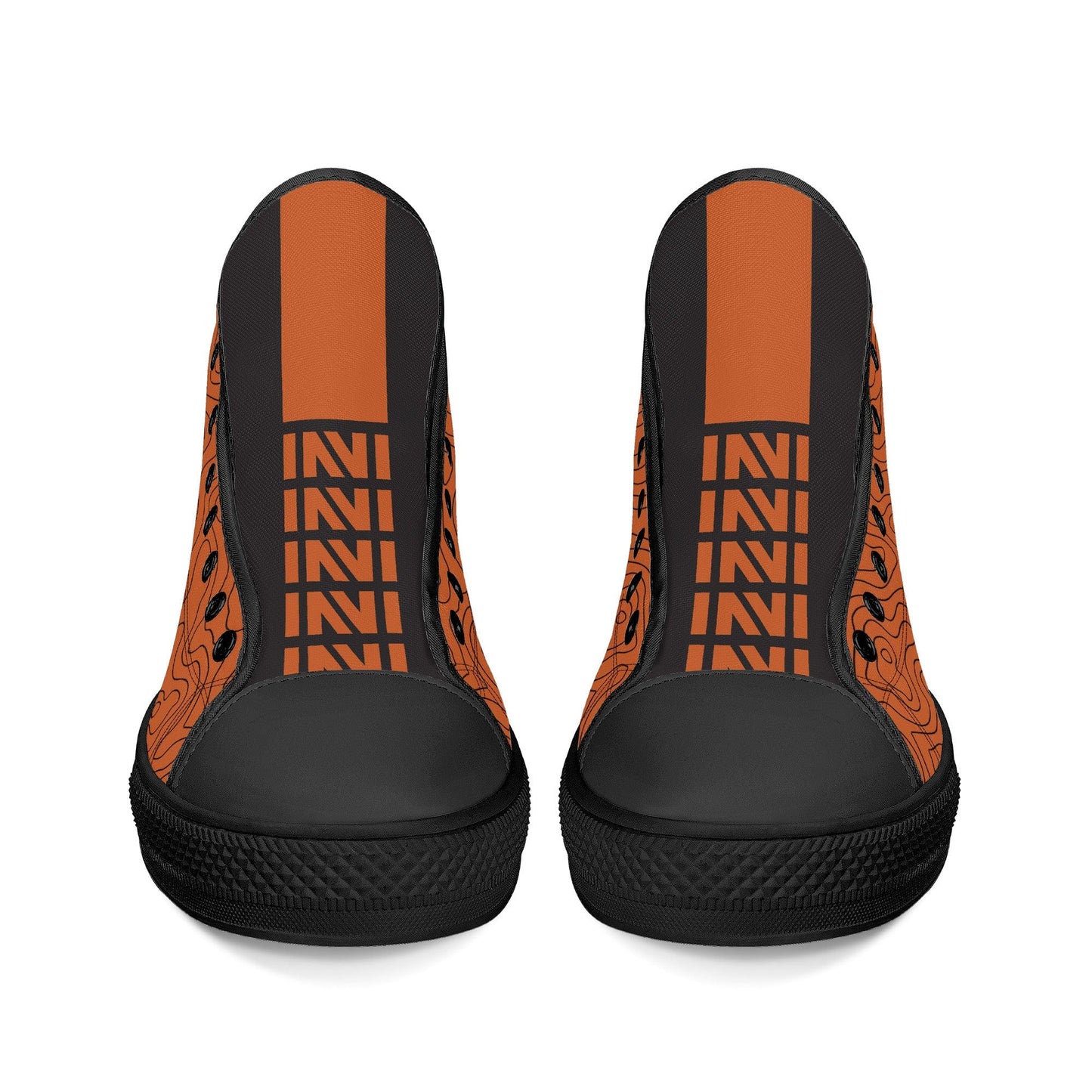 canvas shoes Copper Map High-Top Canvas Shoes - Black INVI-Expressionwear
