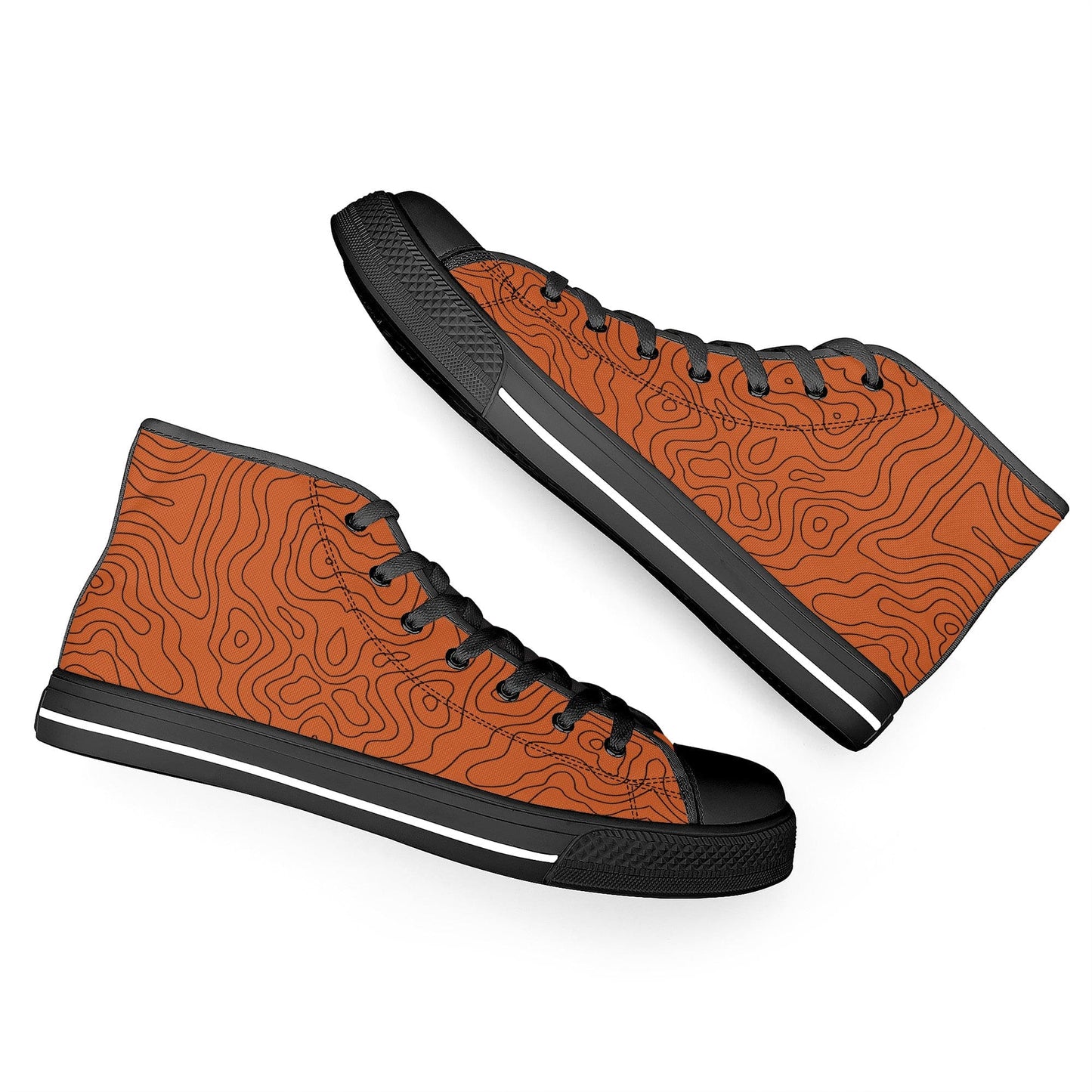 canvas shoes Copper Map High-Top Canvas Shoes - Black INVI-Expressionwear