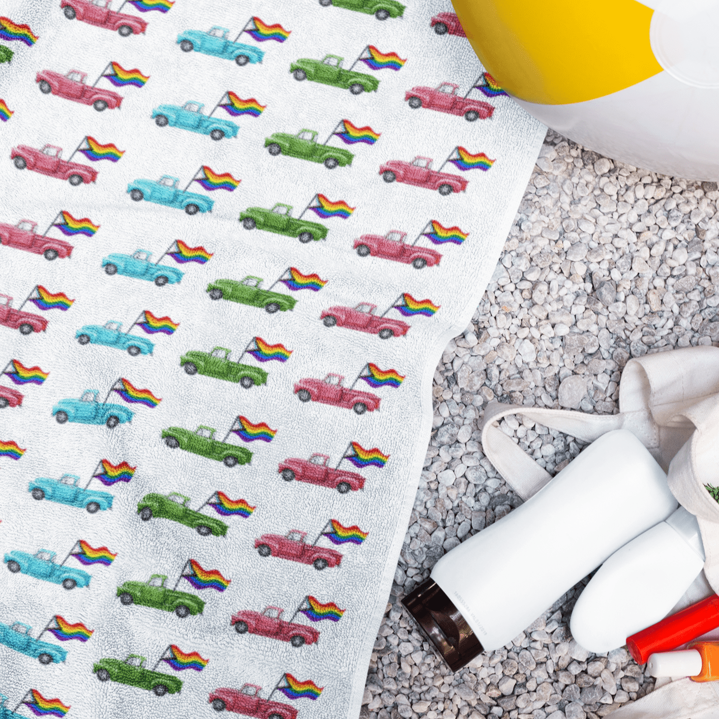 Home Decor Rainbow Truckin Pool or Beach Towel INVI-Expressionwear