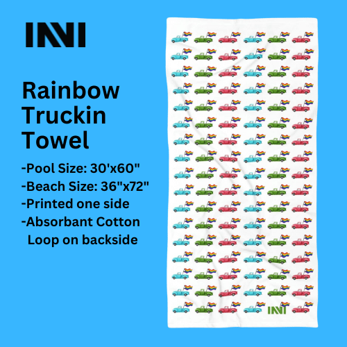 Home Decor Rainbow Truckin Pool or Beach Towel INVI-Expressionwear