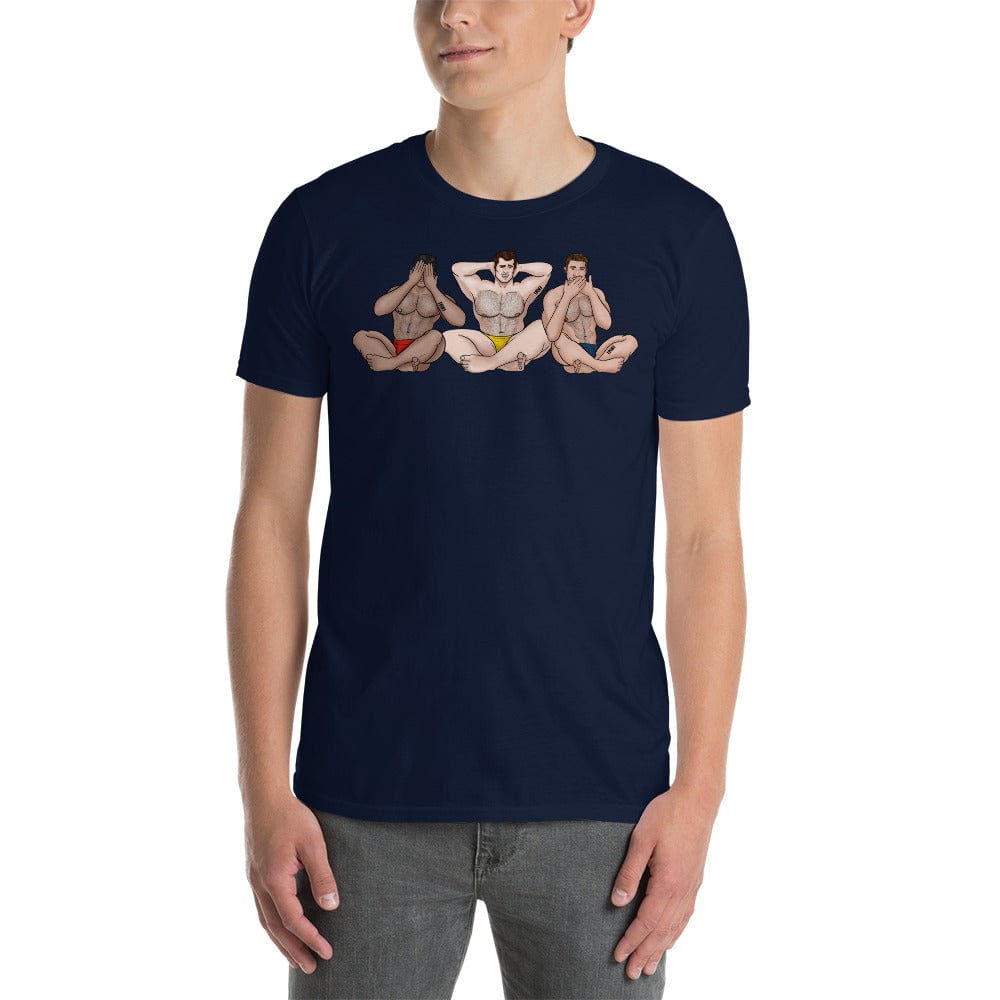 Navy / S See No, Hear No, Speak No Evil Muscle Man T-Shirt INVI-Expressionwear