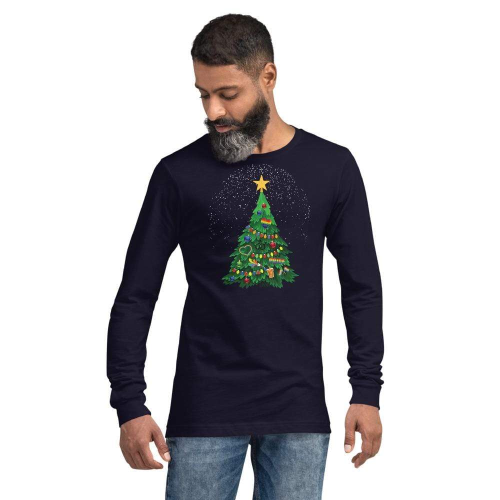 Navy / XS Gay Christmas Long Sleeve T-shirt INVI-Expressionwear