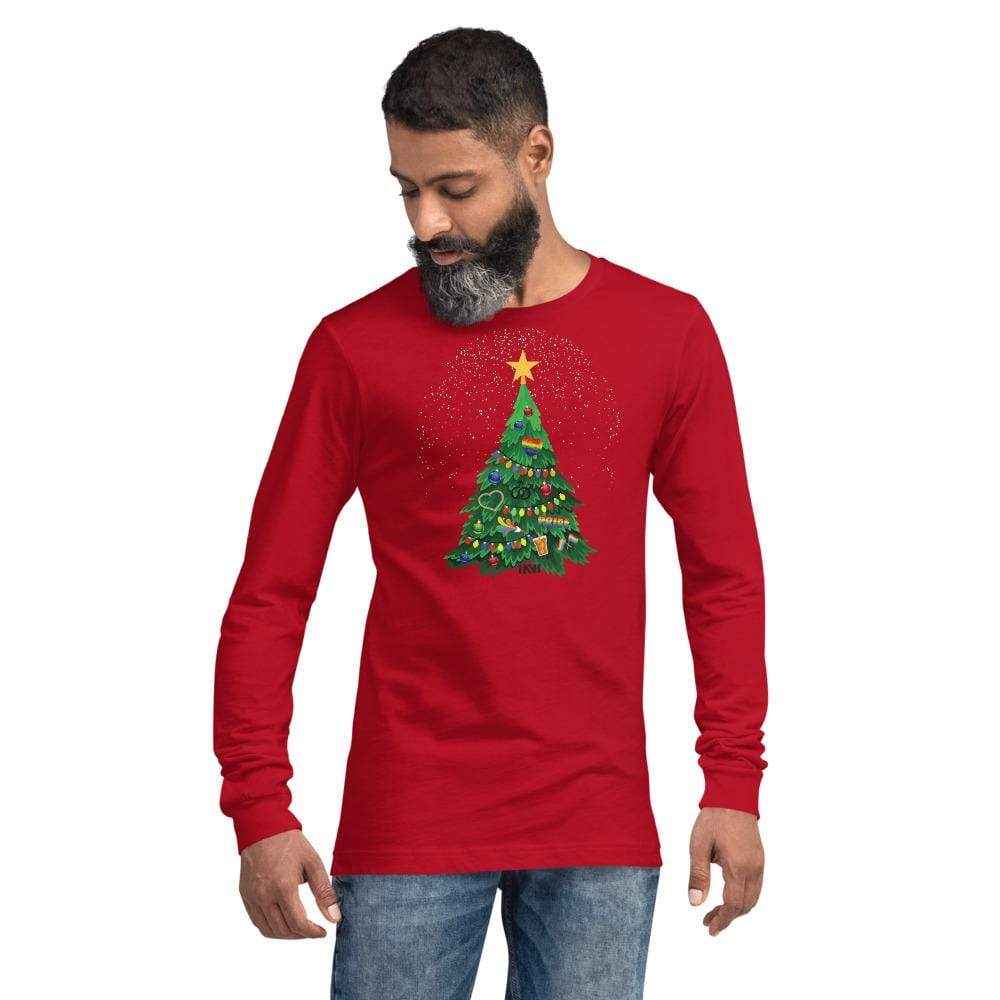 Red / XS Gay Christmas Long Sleeve T-shirt INVI-Expressionwear