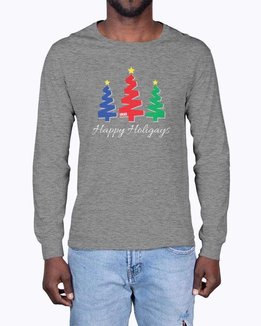 Shirts Athletic Heather / XS Happy Holigays Long Sleeve T-Shirt INVI-Expressionwear