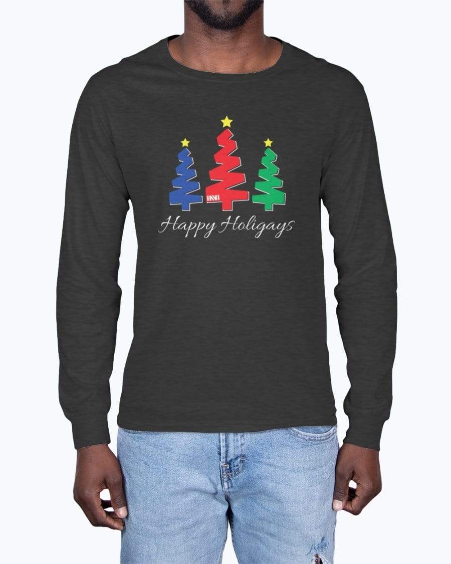 Shirts Black Heather / S Happy Holigays Long Sleeve T-Shirt INVI-Expressionwear