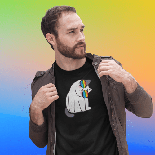 Shirts Black / XS Rainbow Cat Pride T-shirt INVI-Expressionwear