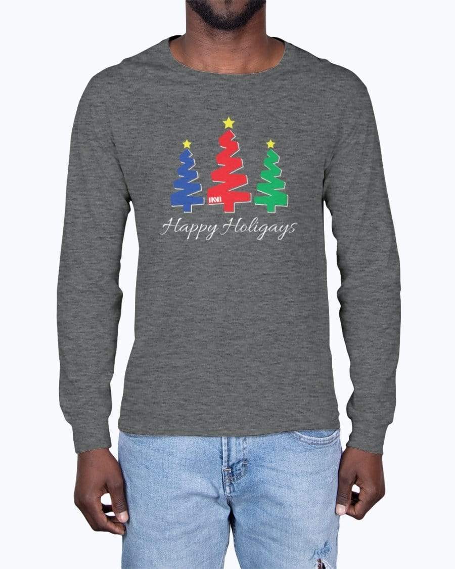 Shirts Drk Grey Heather / XS Happy Holigays Long Sleeve T-Shirt INVI-Expressionwear