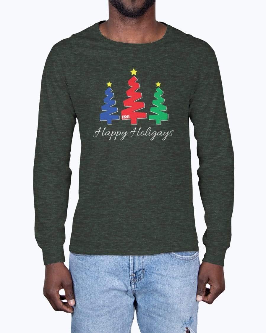 Shirts Heather Forest / XS Happy Holigays Long Sleeve T-Shirt INVI-Expressionwear