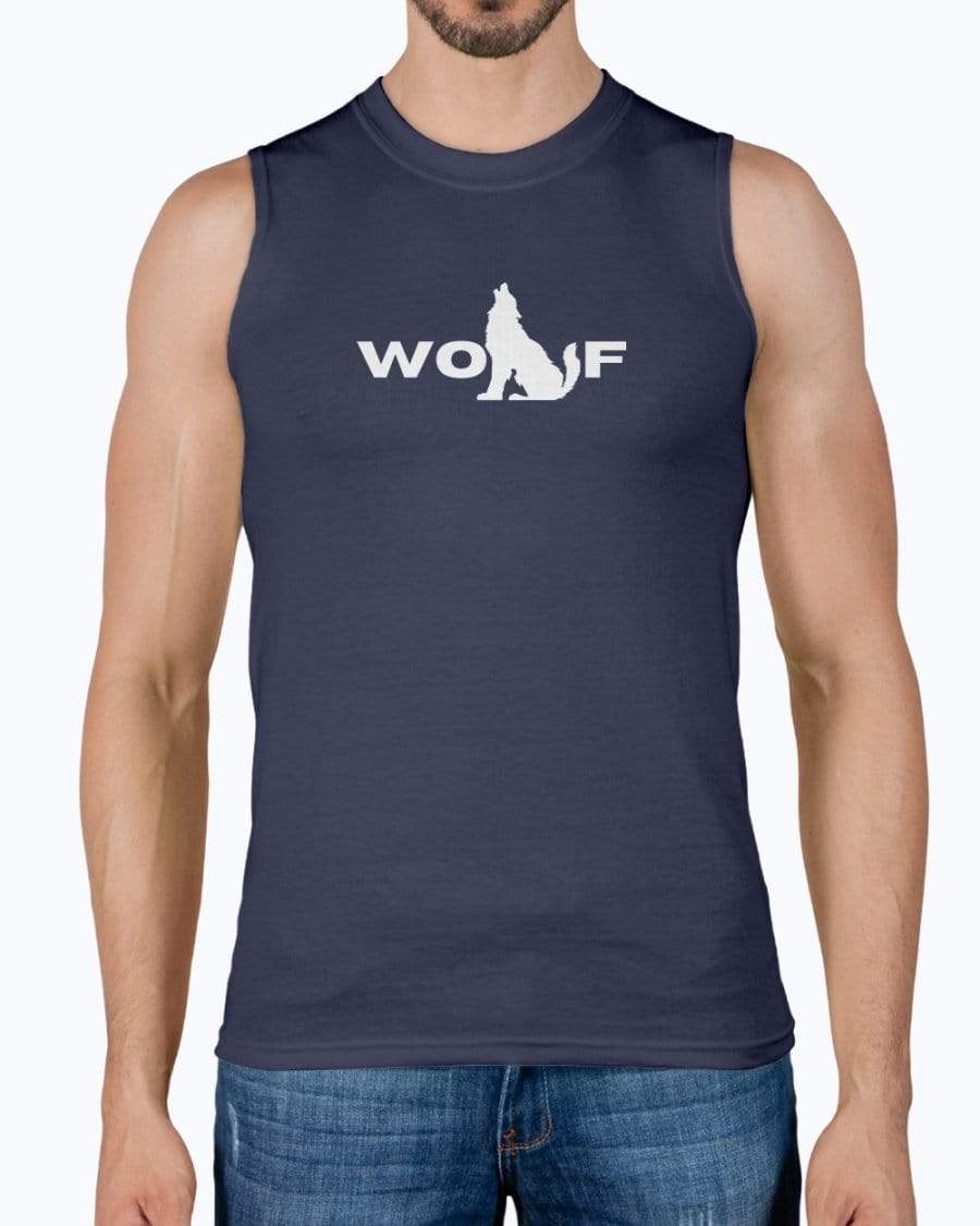Shirts Navy / S Wolf Sleeveless Muscle T-Shirt INVI-Expressionwear