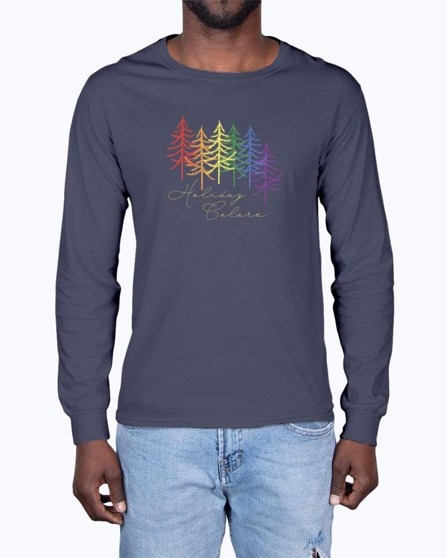 Shirts Navy / XS Holiday Colors Long Sleeve T-Shirt INVI-Expressionwear
