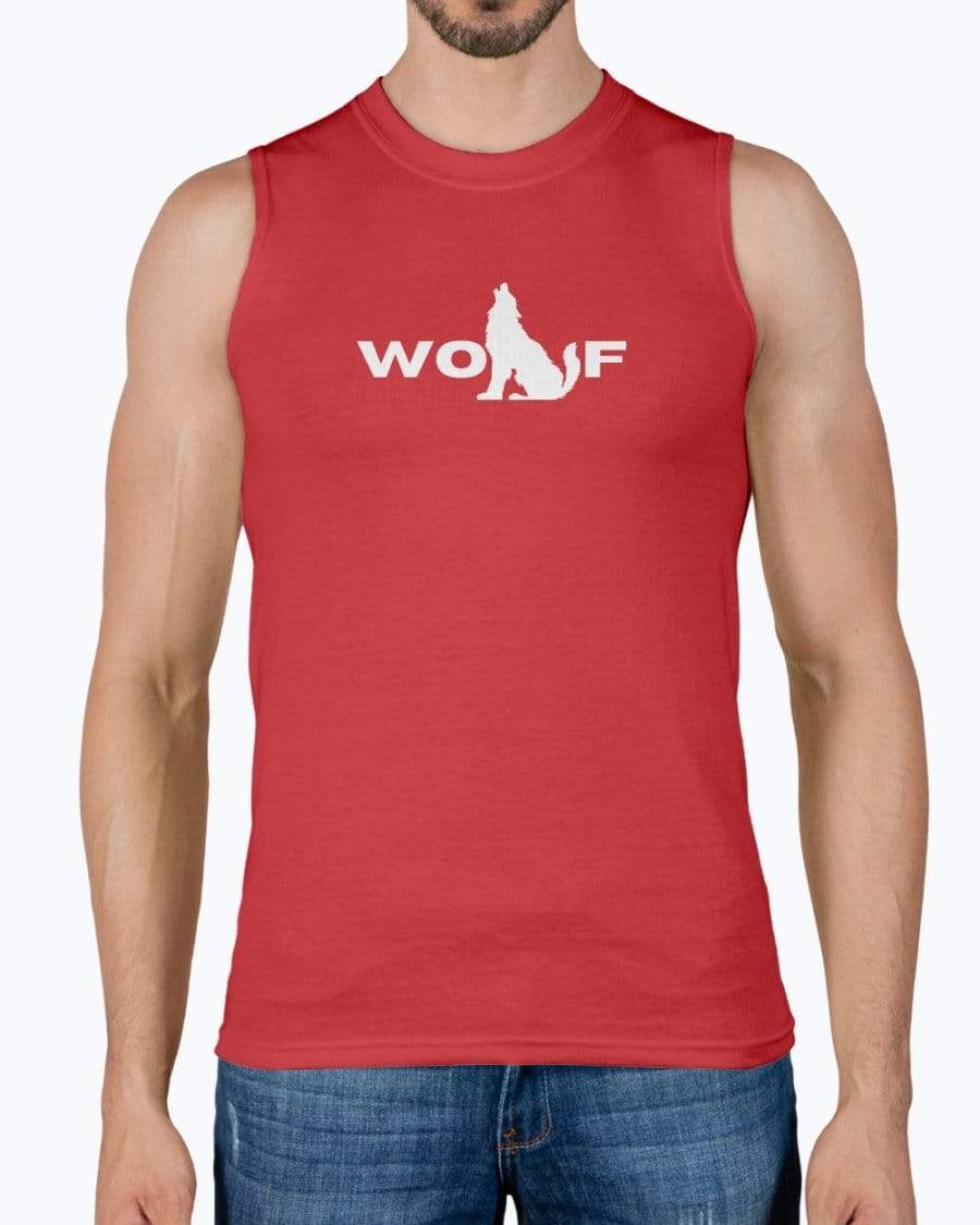 Shirts Red / M Wolf Sleeveless Muscle T-Shirt INVI-Expressionwear