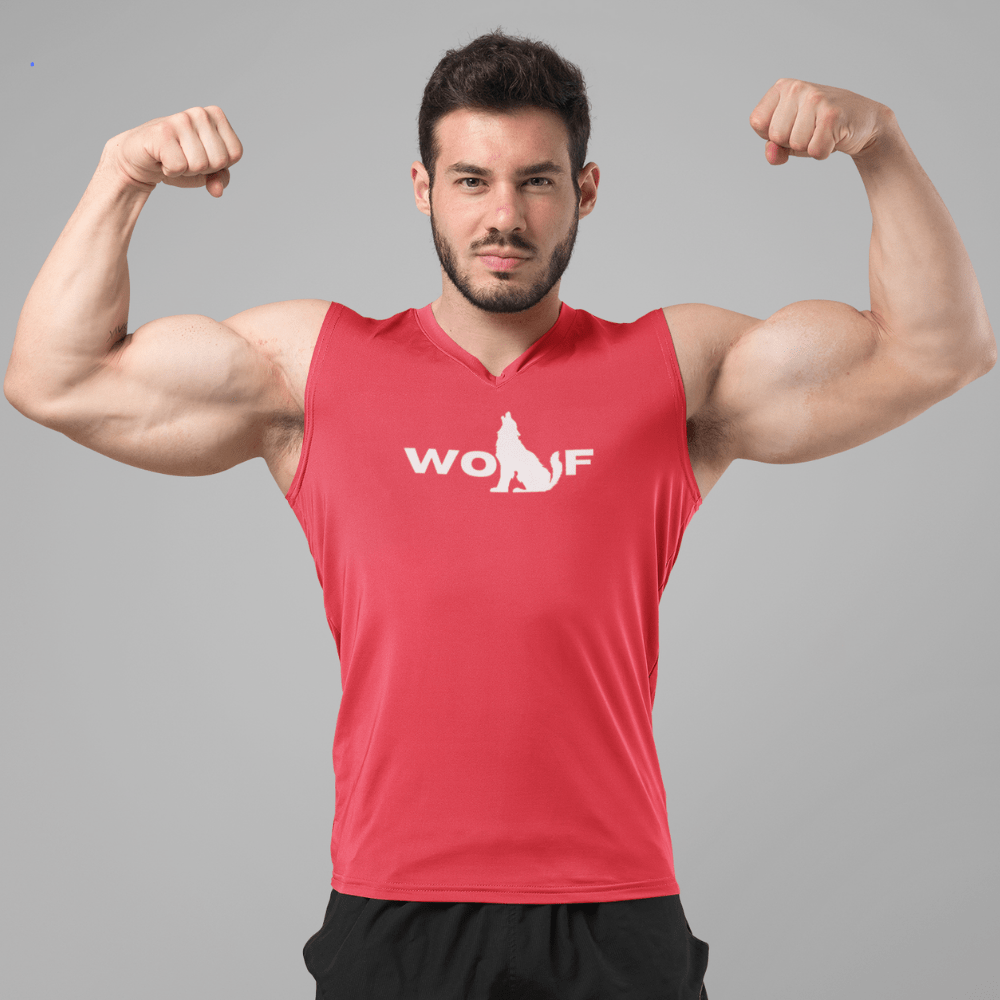 Shirts Red / S Wolf Sleeveless Muscle T-Shirt INVI-Expressionwear