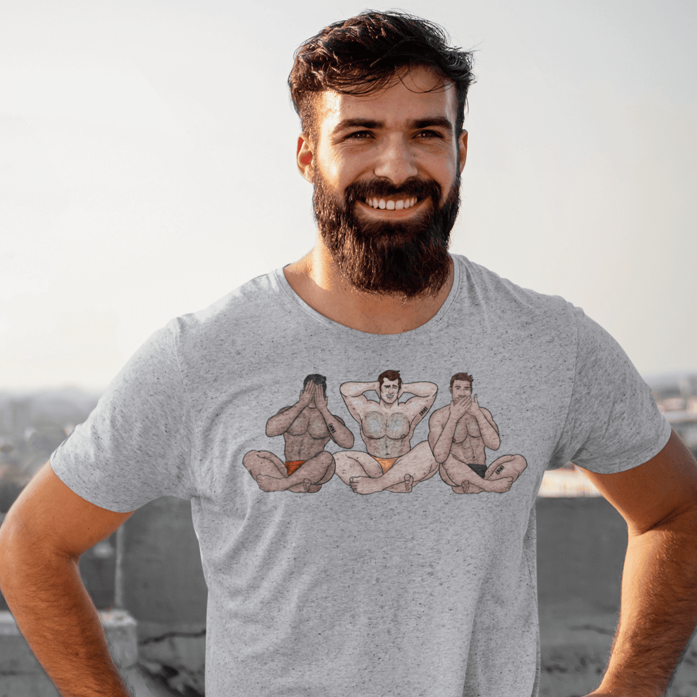 Sport Grey / S See No, Hear No, Speak No Evil Muscle Man T-Shirt INVI-Expressionwear