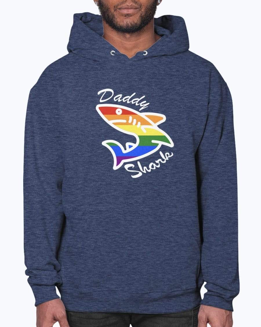 Sweatshirts Vintage Hth Blue / S Daddy Shark Pride Hoodie INVI-Expressionwear