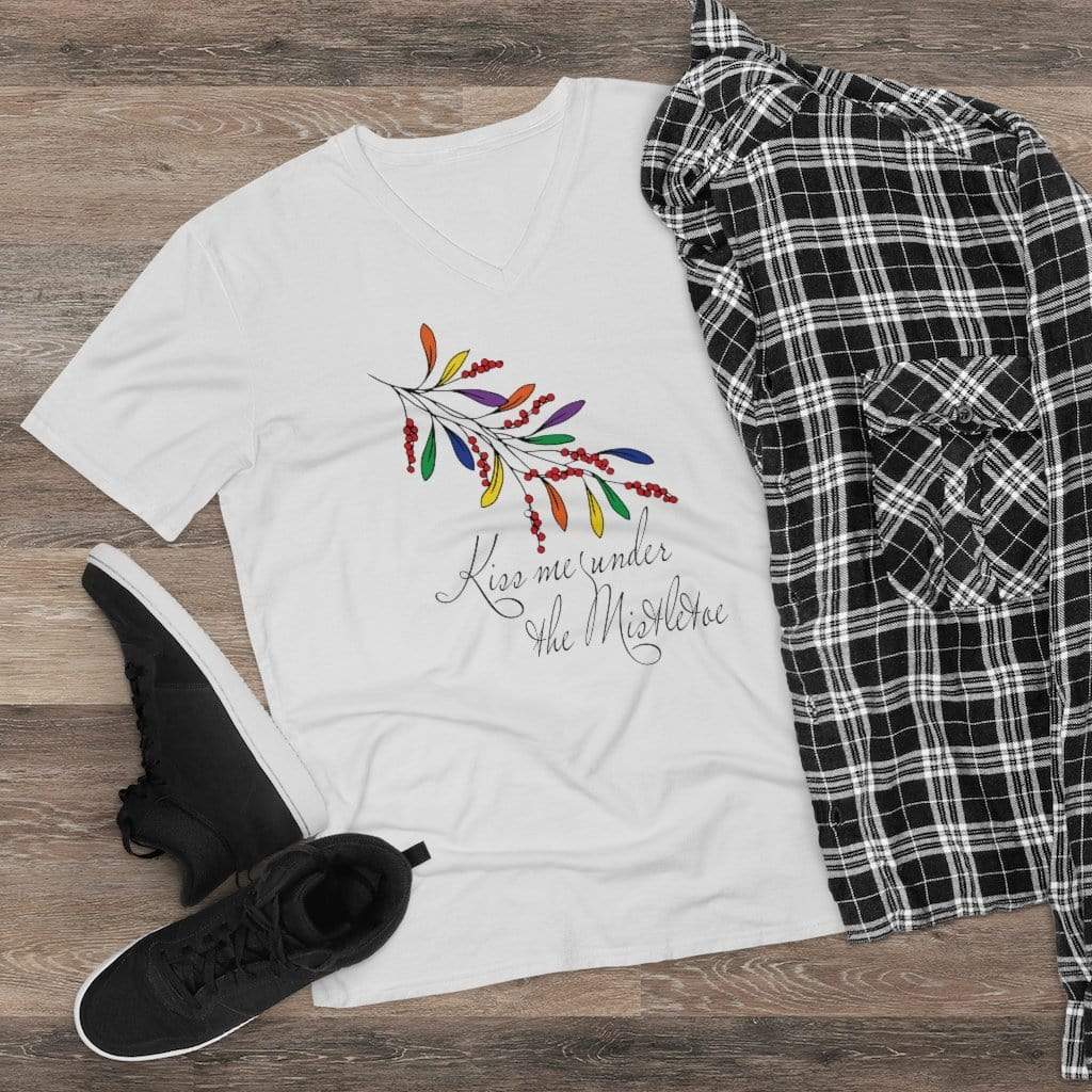 T-Shirt Kiss Me Under the Mistletoe Pride V-Neck Tee INVI-Expressionwear