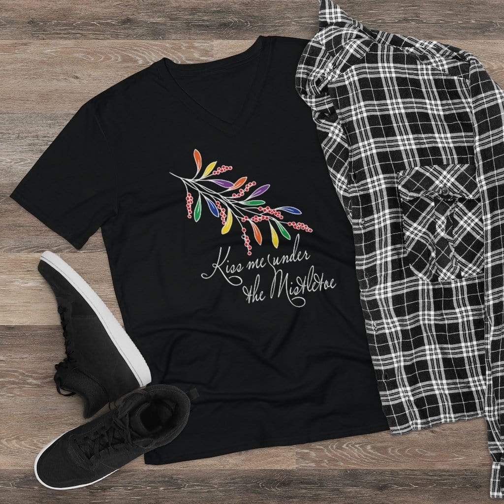 T-Shirt Kiss Me Under the Mistletoe Pride V-Neck Tee INVI-Expressionwear