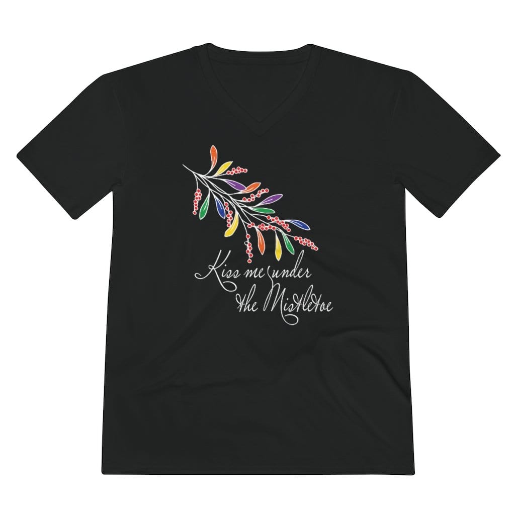 T-Shirt M / Black Kiss Me Under the Mistletoe Pride V-Neck Tee INVI-Expressionwear