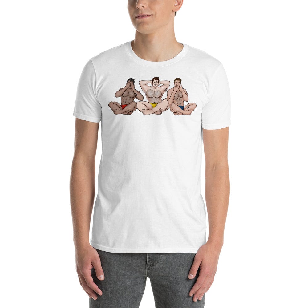 White / S See No, Hear No, Speak No Evil Muscle Man T-Shirt INVI-Expressionwear