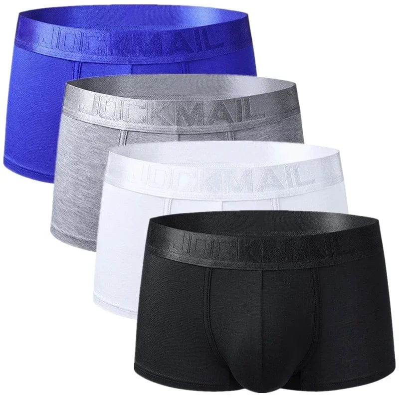 Apparel Mixed 1 Blue, 1 Gray, 1 Black, 1 White -4PCS / M (27-30") 4 Pack Silky Waist Underwear INVI-Expressionwear 4 Pack Silky Waist Underwear